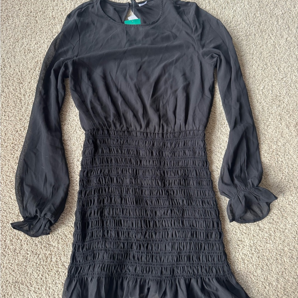 H&M Black Textured Mini Dress